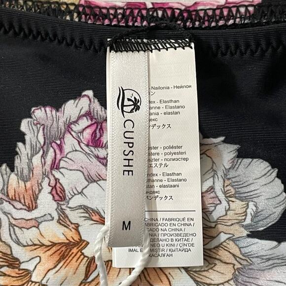 CUPSHE Black Floral Swimsuit Bottom Size Medium NWT - Picture 5 of 8